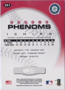 Donruss Class of 2001 Rookie Phenoms Missing SN Back